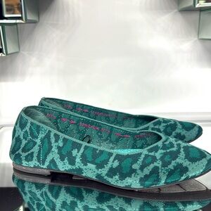 Skechers Women's Green Leopard Print Flats